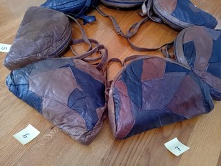 Bolso patchwork cuero marrón.