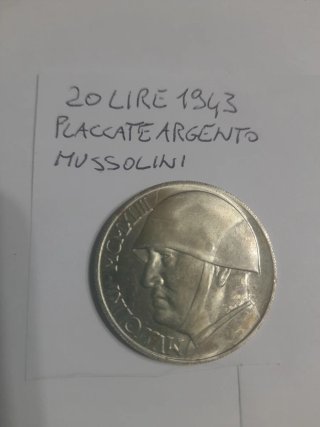20 Lire 1943 Argento Mussolini