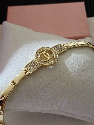 Pulsera Circonitas laminado color oro 14k