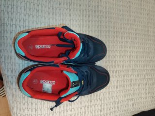 Zapatillas de seguridad sparco azul y rojo