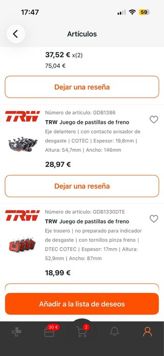 Discos y Pastillas de Freno TRW