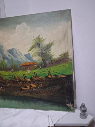 Olio su tela paesaggio montano