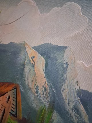 Olio su tela paesaggio montano