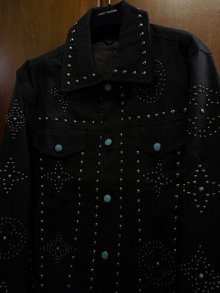 Louis Vuitton Denim Jacket Black Studded Monogram