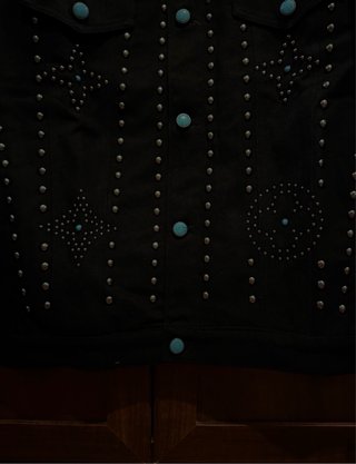 Louis Vuitton Denim Jacket Black Studded Monogram