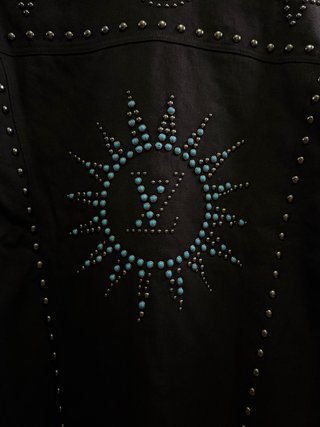 Louis Vuitton Denim Jacket Black Studded Monogram