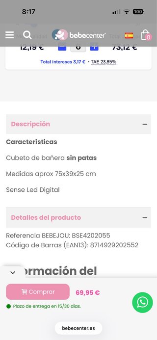 Bañera para bebé rosa con soporte