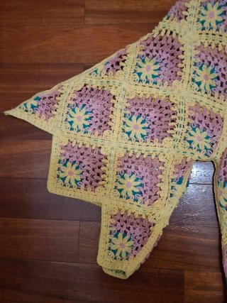 Vestido Crochet Flores Amarillo y Rosa