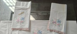 Lenzuolo matrimoniale cotone ricamato nuovo