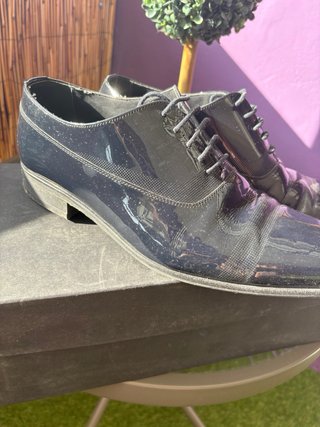 Zapatos de vestir de novio azul marino charol