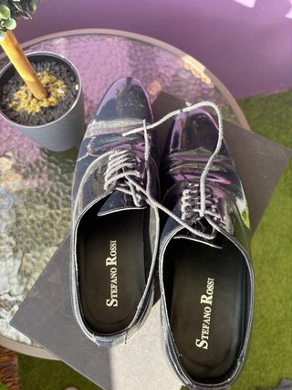 Zapatos de vestir de novio azul marino charol