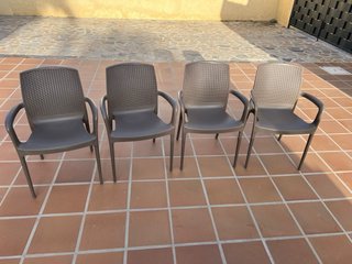 Juego de 4 Sillas de Exterior Marrones