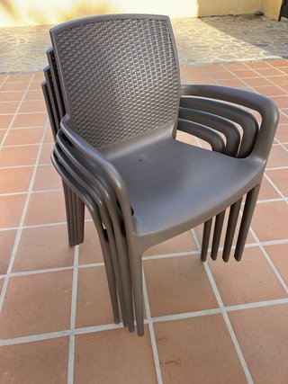 Juego de 4 Sillas de Exterior Marrones