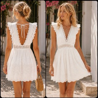 Vestido Blanco verano T.XS Nuevo con etiqueta