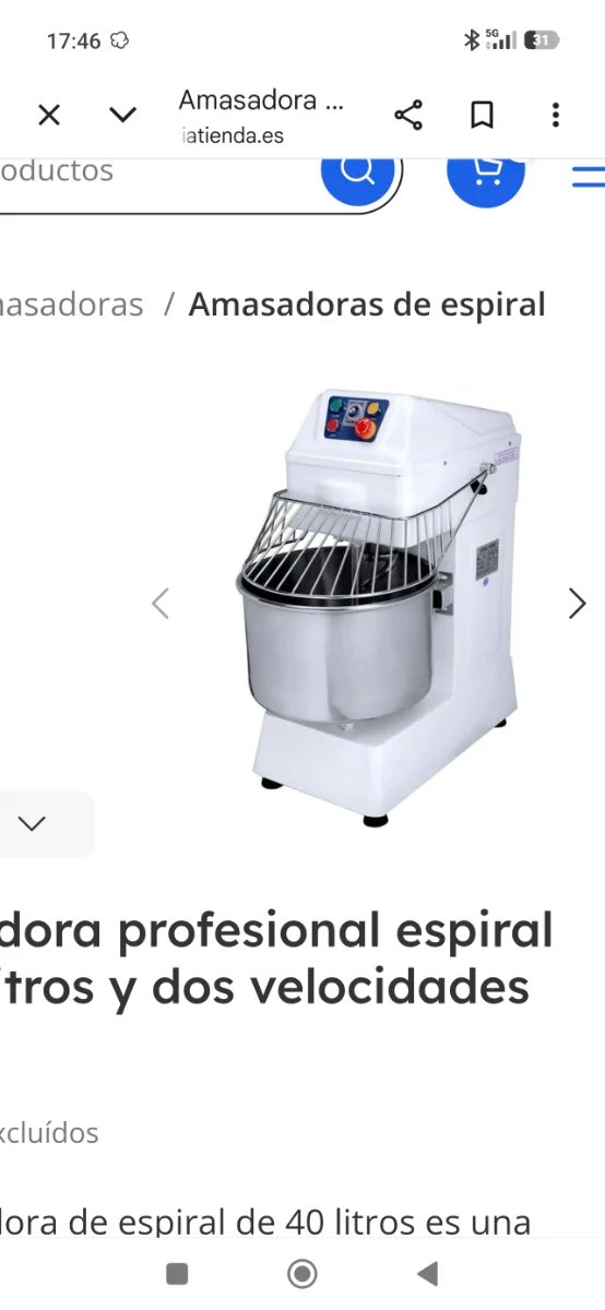 Profesional 40L Monofásica, mezcladora de harinas