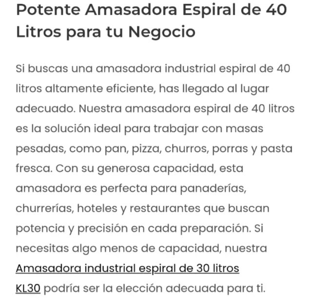 Profesional 40L Monofásica, mezcladora de harinas
