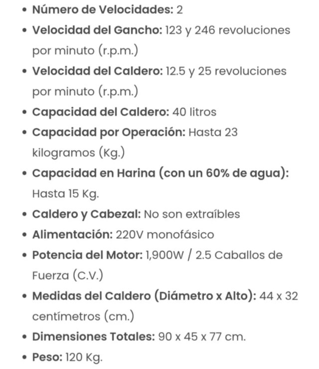 Profesional 40L Monofásica, mezcladora de harinas