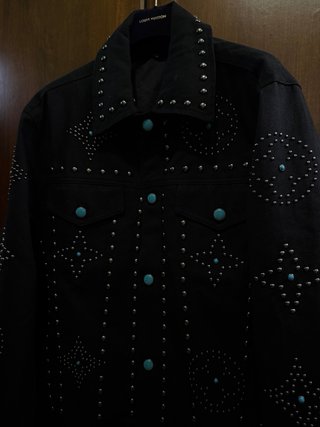 Louis Vuitton Denim Jacket Black Studded Monogram