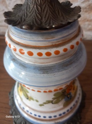 Lampada ceramica dipinta a mano bronzo
