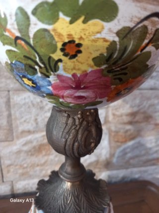Lampada ceramica dipinta a mano bronzo