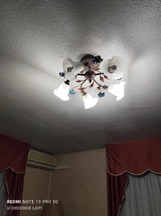 Lámpara Meypas 5 focos forja y cristal