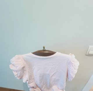 Camiseta Zara Talla S Manga Abullonada Rosa
