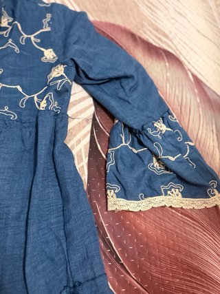 Abito corto blu ricamato taglia S/M