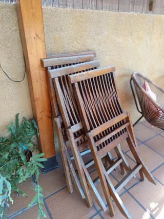 Conjunto mesa y sillas madera exterior