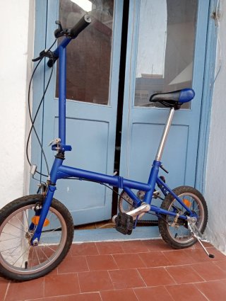 Bicicleta Plegable Azul Metalizado