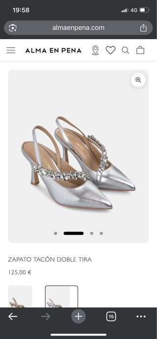 Tacones Plateados Talla 39 con Pedrería