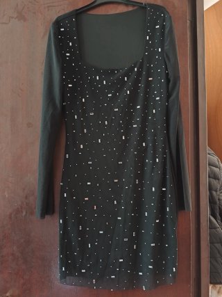 Vestido negro fiesta pedrería