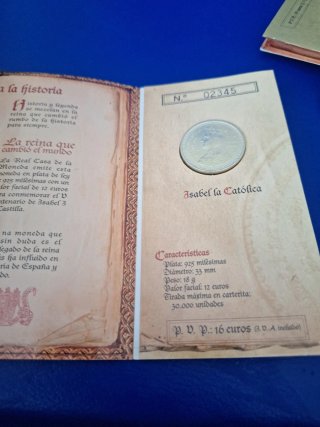 Carterita Moneda Plata Isabel la Católica