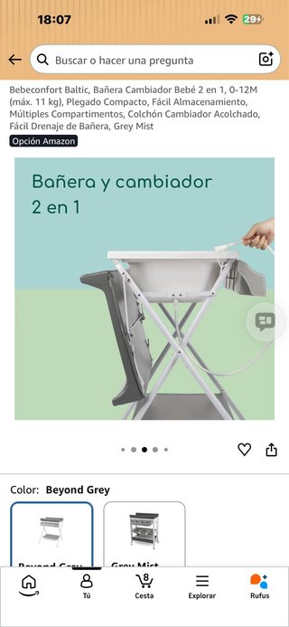 Bañera Cambiador Bebé 2 en 1