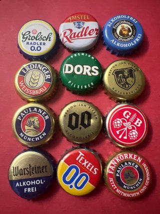 Lote 12 Chapas Cerveza Grolsch, Amstel, Paulaner