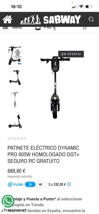 Patinete eléctrico Sabway. Dispongo de 2 unidades.