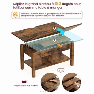 Mesa centro elevable SIKAIC madera y metal