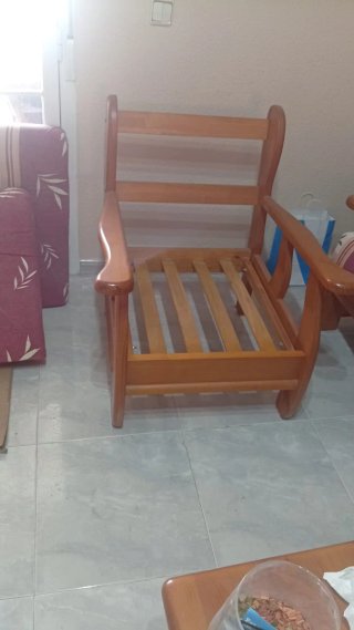 Sofá Cama y Sillones Madera y Tela