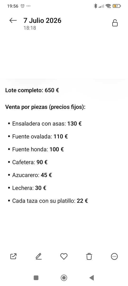 La Cartuja. NUEVO sin estrenar. Se venden piezas