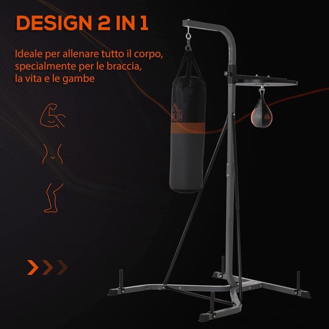 Estación Multiusos Regulable Con Saco De Boxeo De 20Kg Y Punching Ball Para Entrenamiento De Boxeo