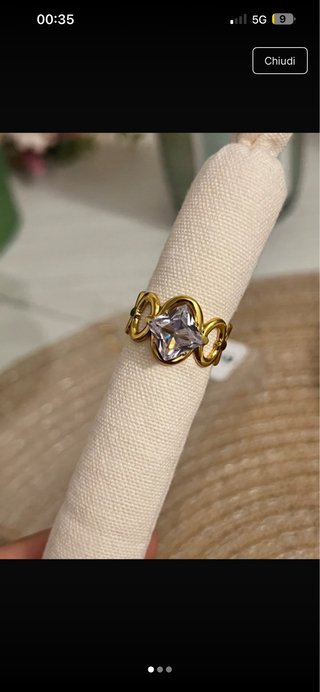 Anello oro con zircone quadrato