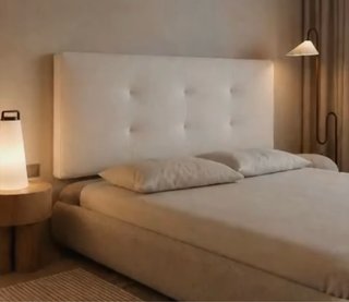 Cabecero de cama blanco de tela