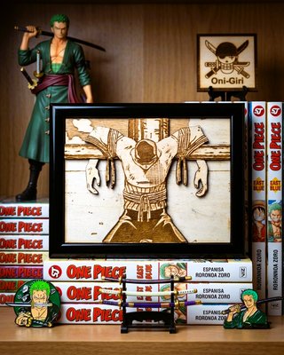 Grabado Madera Zoro One Piece Guerrero No Se Rinde