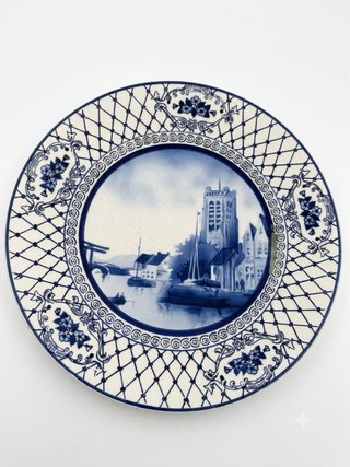 Pareja Platos Delft Molino Azul y Blanco