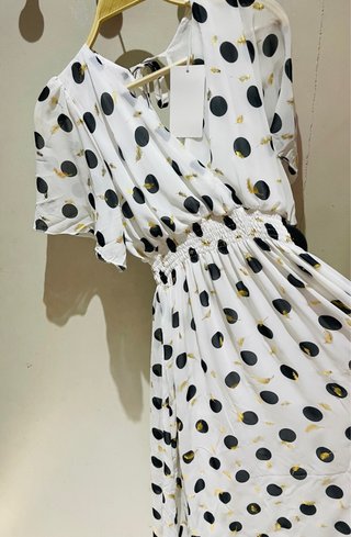 Vestido Verano Blanco con estampado pluma Dorados
