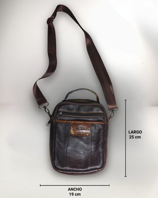 Bandolera DIESB piel marrón 25 cm original hombre