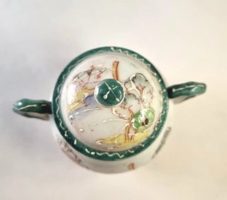 Azucarero Porcelana Japonesa Pintado a Mano