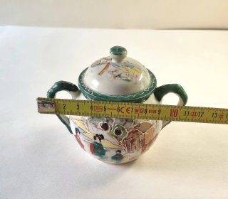Azucarero Porcelana Japonesa Pintado a Mano