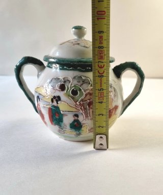 Azucarero Porcelana Japonesa Pintado a Mano