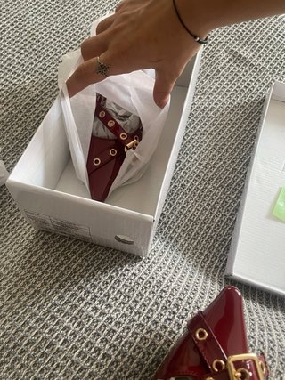 Zapatos tacon rojo vino verano sin estrenar