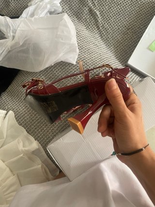 Zapatos tacon rojo vino verano sin estrenar